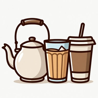 Teapot with Tea Glass and Coffee Cup