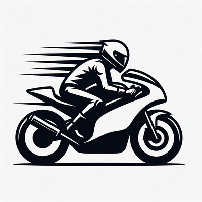 Racer speeding on motorcycle silhouette