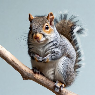 Cute squirrel on branch