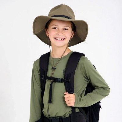 Boy wearing hat and backpack