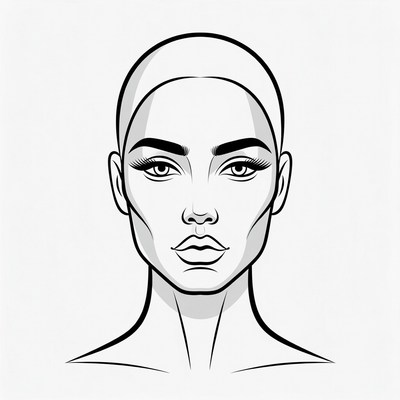 Black and White Woman Face Illustration