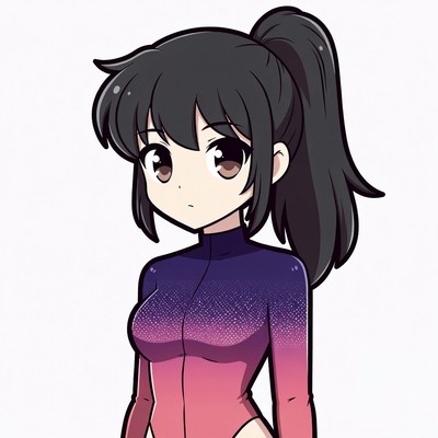 Anime girl in gradient bodysuit
