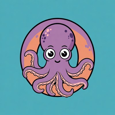 Cute Cartoon Octopus in Inner Tube