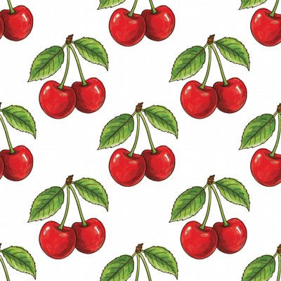 Red Cherries Seamless Pattern