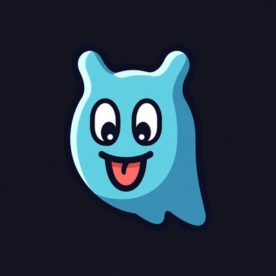 Cartoon Blue Ghost Smiling