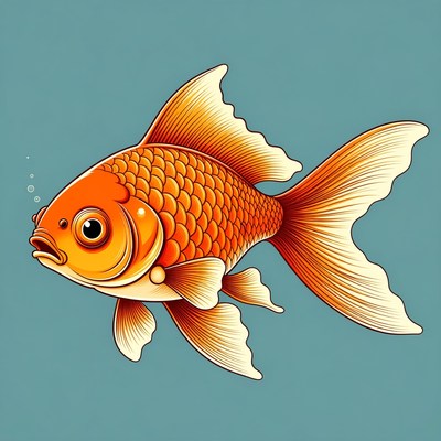 Goldfish illustration on blue background