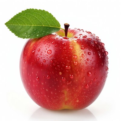 Red Apple with Water Droplets