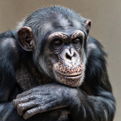 Chimpanzee with arms crossed