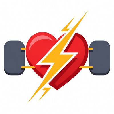 Heart with Dumbbells and Lightning