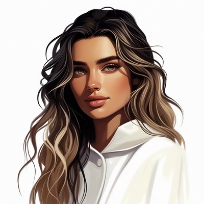 Beautiful woman with wavy brown hair