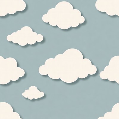 White Paper Cutout Clouds on Blue Background