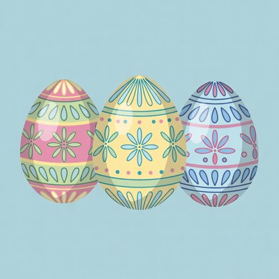 Three Colorful Easter Eggs Illustration