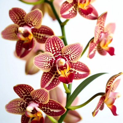 Orange spotted orchids on stem