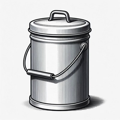 Metal trash can illustration