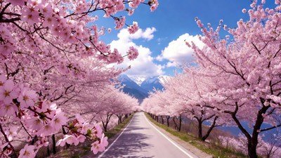 Cherry Blossom Tunnel Road Mountains