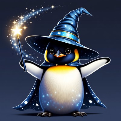 Penguin Wizard Casting Magic Spell