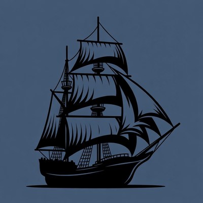 Sailing Ship Silhouette Illustration