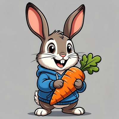Cartoon bunny holding carrot