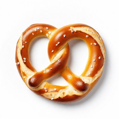 Fresh Salted Pretzel on White Background