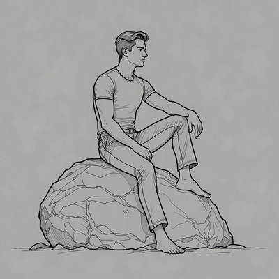 Man sitting on rock