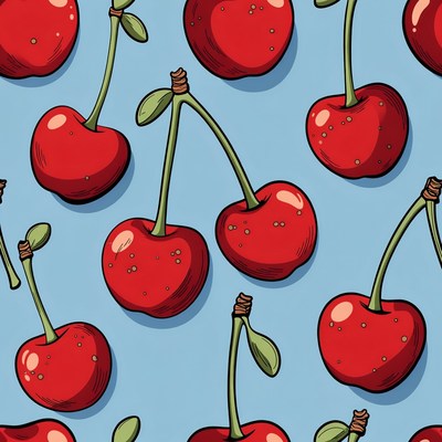 Red Cherries Seamless Pattern