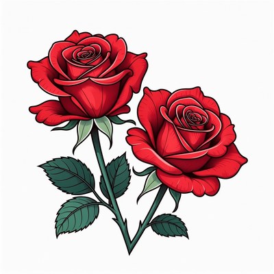 Two Red Roses Illustration
