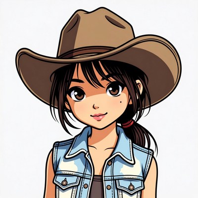 Anime girl in cowboy hat