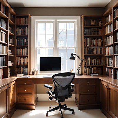 Cozy Wooden Home Library Office
