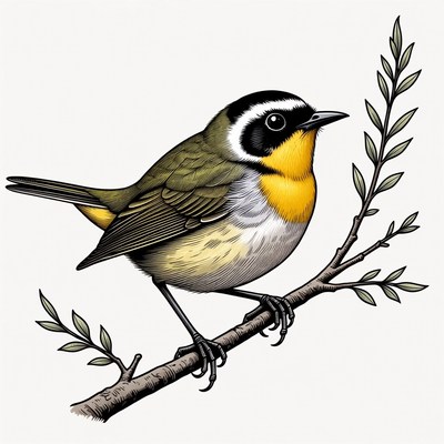 Black-and-White Warbler on branch