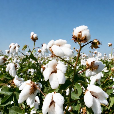 White Cotton Bolls in Field