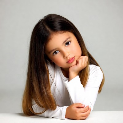 Young girl with hand on chin