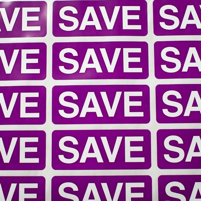 Purple SAVE Stickers Grid