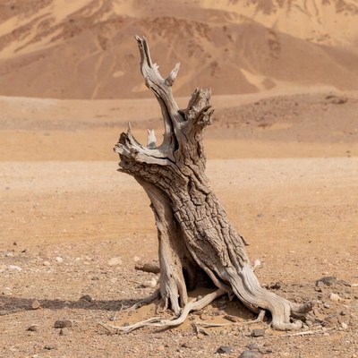 Dead tree in desert dunes