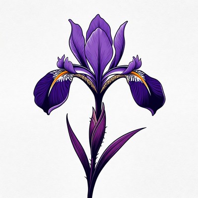Purple Iris Flower Illustration