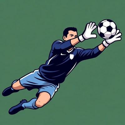 Soccer Goalkeeper Diving for Ball