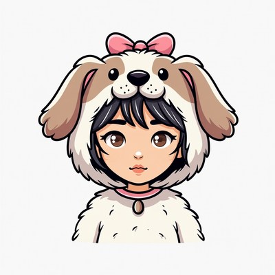 Girl in cute dog costume