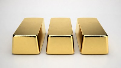 Three Gold Bars on White