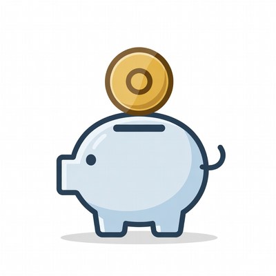 Piggy Bank with Coin on Top