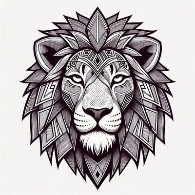 Geometric Lion Head Illustration