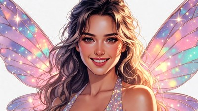 Beautiful fairy woman with colorful wings