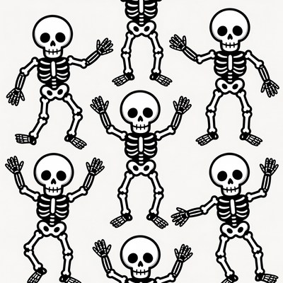 Dancing Skeleton Clipart Illustration
