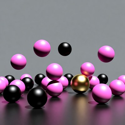 Pink Black Gold Bouncing Balls