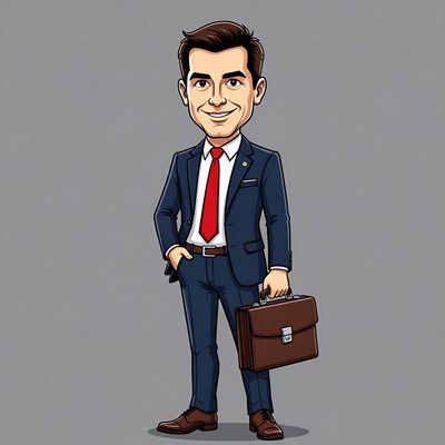 Cartoon businessman holding briefcase