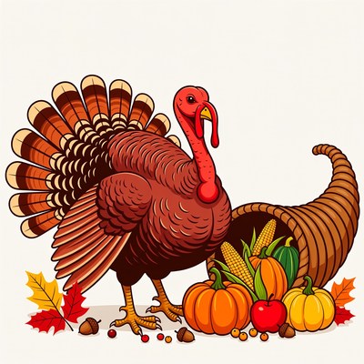 Thanksgiving Turkey with Cornucopia