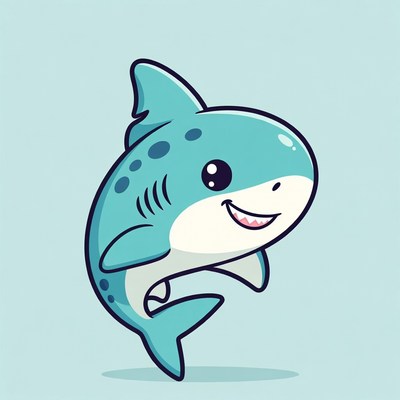 Cute cartoon baby shark smiling