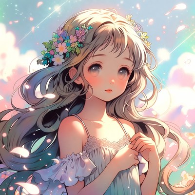 Anime girl with flower crown