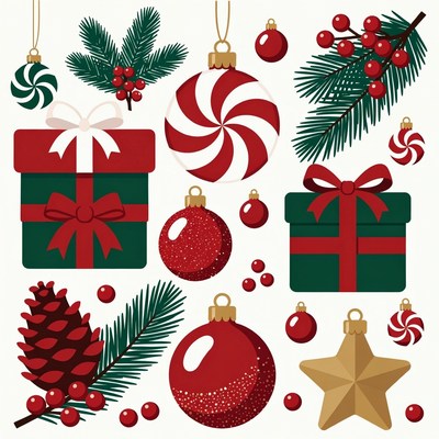 Christmas Ornaments and Gifts Clipart