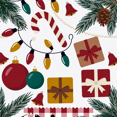 Christmas Clipart Seamless Pattern