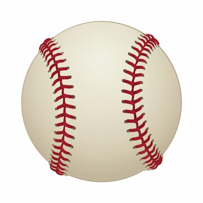 Baseball with red stitches