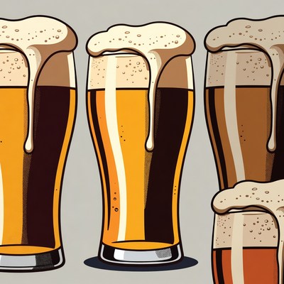 Three Beer Glasses with Foam